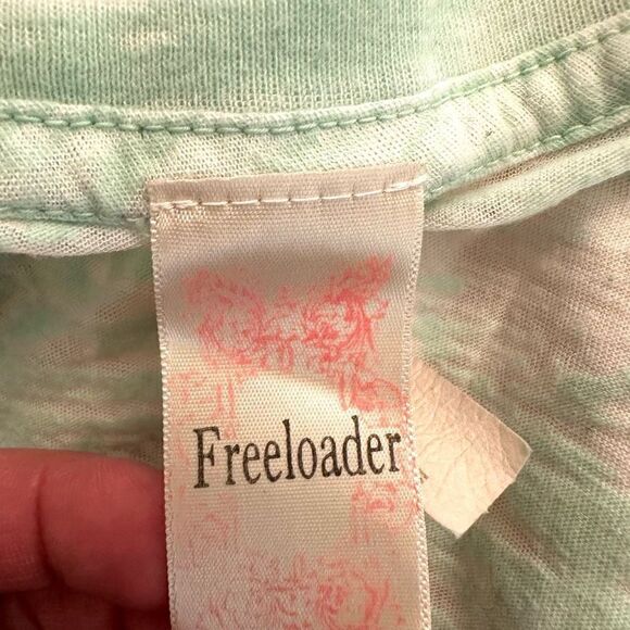 FreeLoader Tie Dye Slub Knit Cotton Blend Short Sleeve Tee Green Medium - Picture 3 of 6